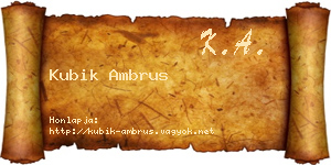 Kubik Ambrus névjegykártya